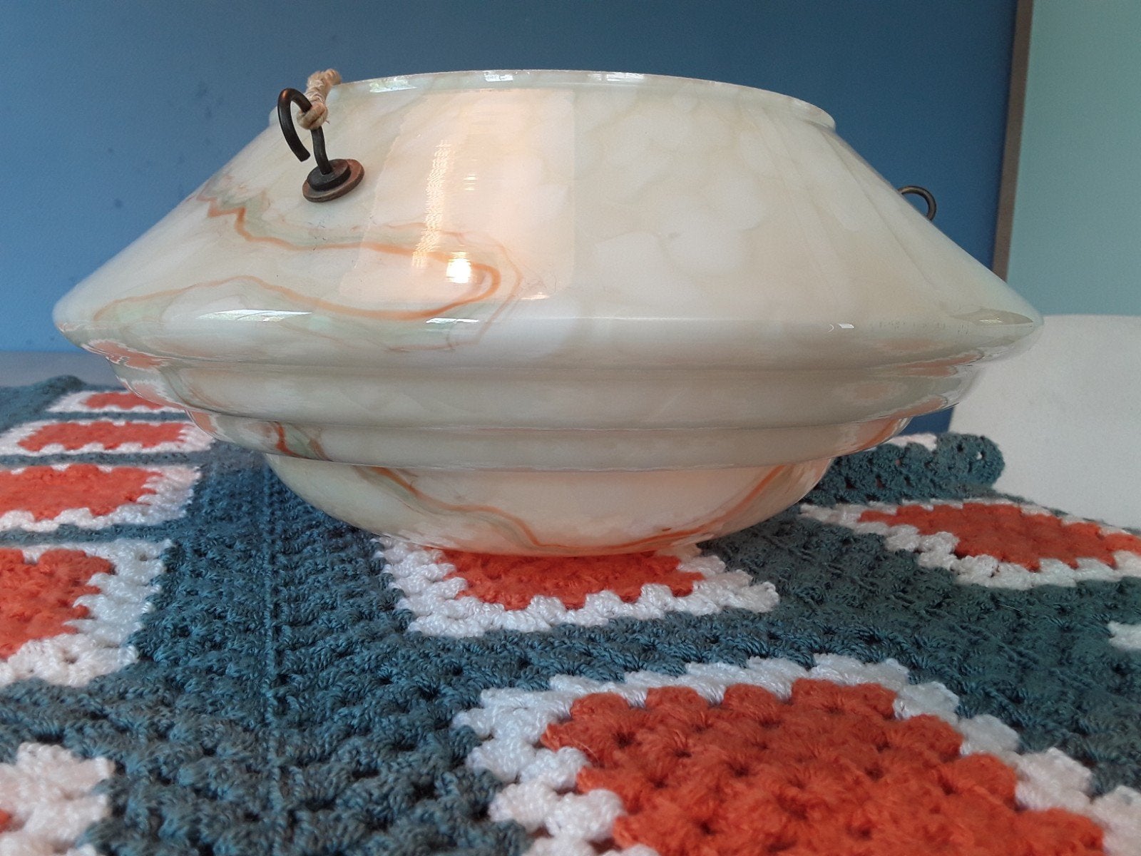 Art Deco Schaallamp gemarmerd .Origineel.Compleet 1930, Antiek en Kunst, Ophalen of Verzenden