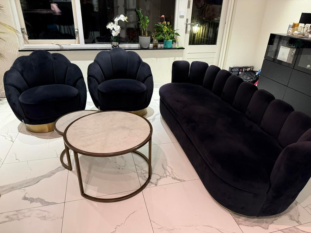 2022 Richmond bank Camden en 2 x fauteuil richmond olivia, Ophalen, Zo goed als nieuw