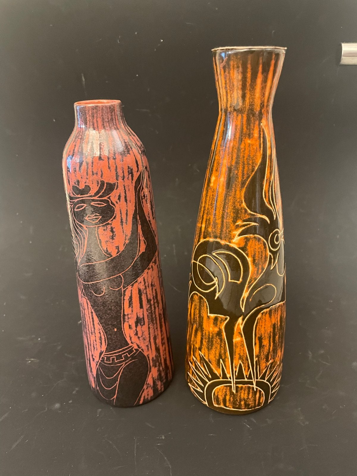 Vintage De Gats vaas / voet uit Valkenburg, sgraffito kerami, Antiek en Kunst, Ophalen of Verzenden