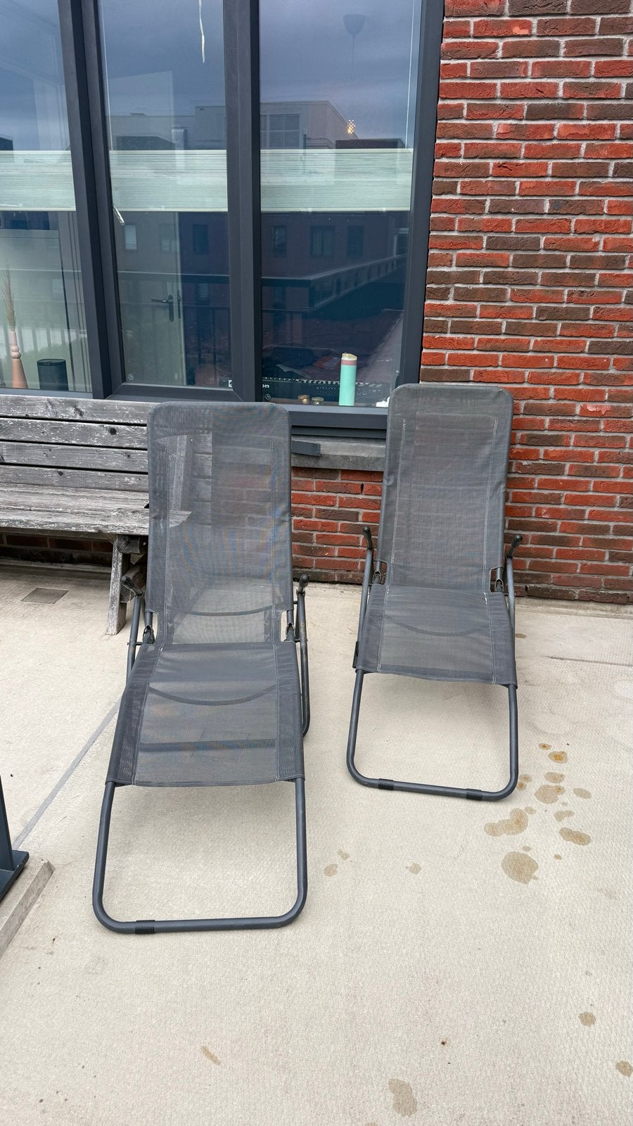 2x ligstoelen voor buiten, Tuin en Terras, Ophalen, Gebruikt, Metaal, Verstelbaar