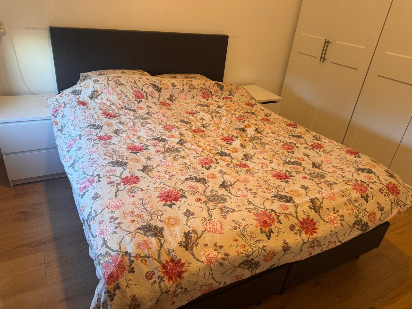 Boxspring 160x200 met hoofdbord - Zo goed als nieuw, Ophalen, Tweepersoons, Zo goed als nieuw, 200 cm