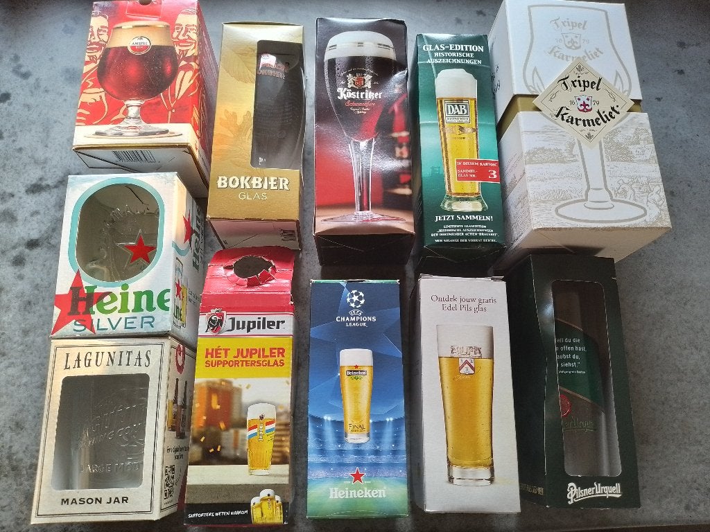 diverse bierglazen, nieuw in doosje, Ophalen of Verzenden, Nieuw, Glas of Glazen, Overige merken