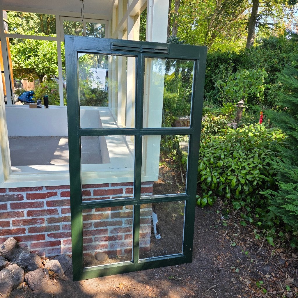 Ramen van meranti hout met roedeverdeling en dubbelglas., Doe-het-zelf en Verbouw, Glas en Ramen, Ophalen, Gevelraam of Ruit, 80 tot 120 cm