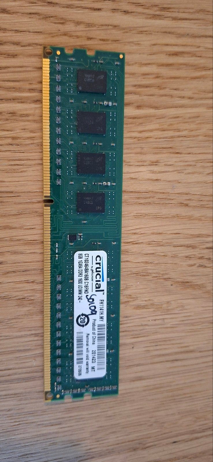 Crucial 8GB DDR3 1600MHz, Computers en Software, Ophalen, Gebruikt, 8 GB, DDR3