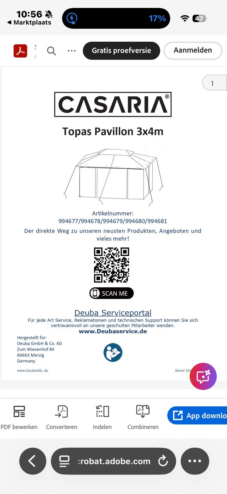 Partytent casaria topas pavillon 3x4mtr zandkleur, Tuin en Terras, Ophalen, Zo goed als nieuw, Minder dan 5 meter