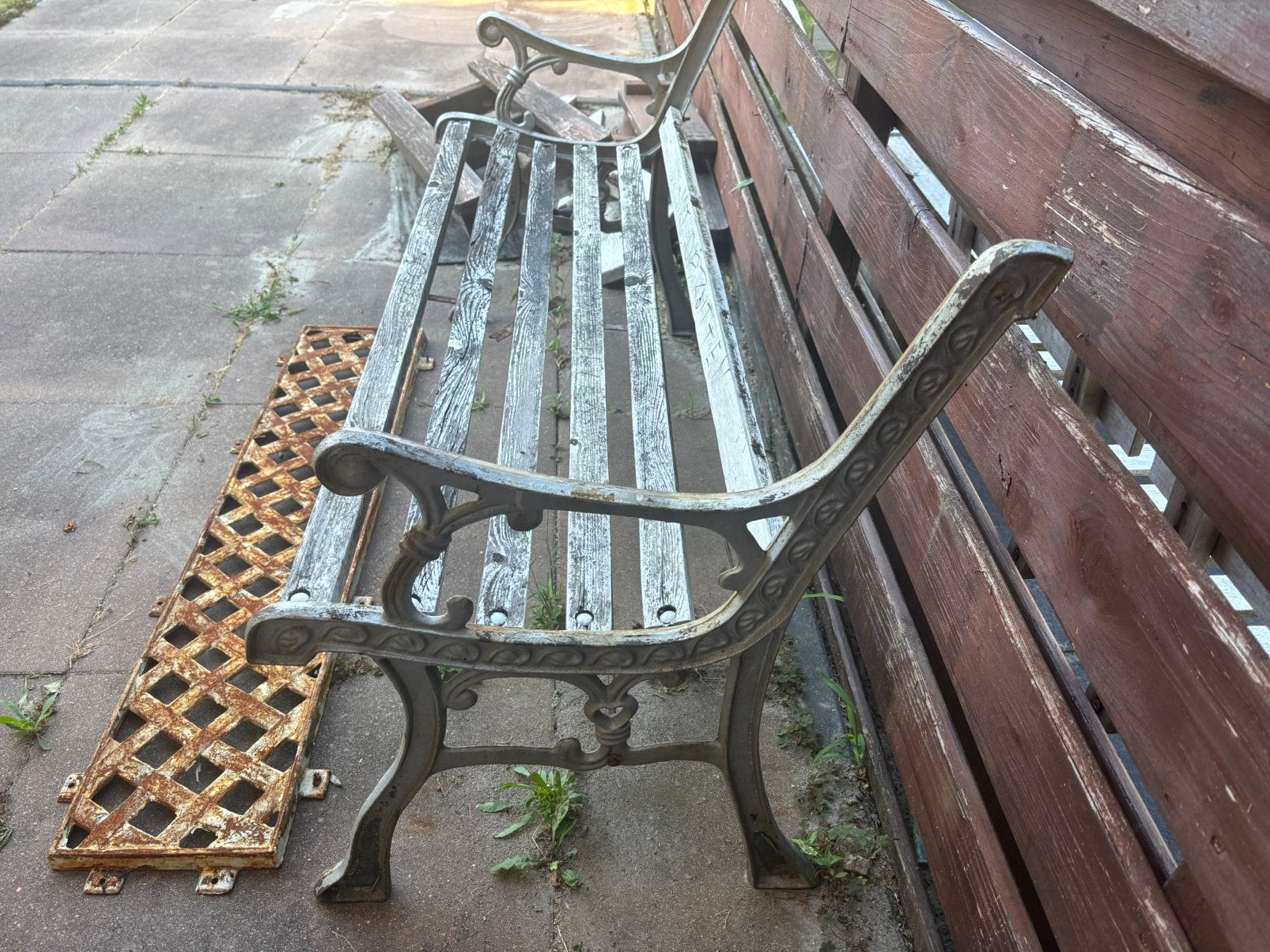 Gietijzer opknap bankje, Tuin en Terras, Tuinbanken, Ophalen, Gebruikt, Metaal