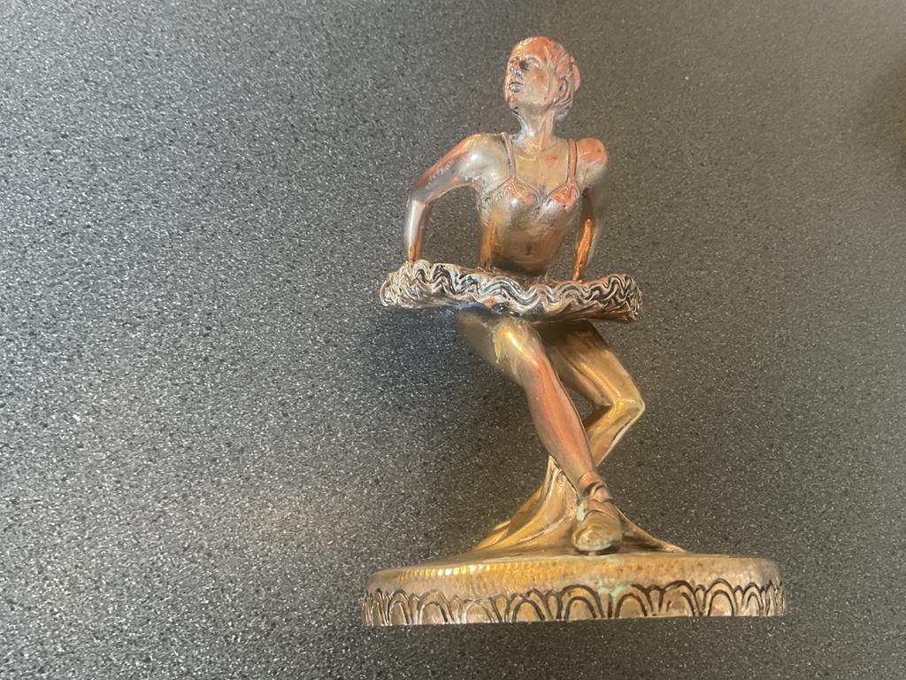 Beeldje van Ballerina van metaal, Verzamelen, Beelden en Beeldjes, Ophalen of Verzenden, Gebruikt, Mens
