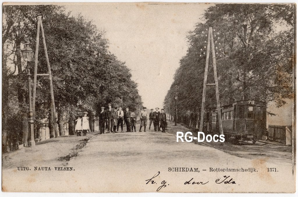 Ansichtkaart Briefkaart Rotterdamschedijk Schiedam Tram 1904, Ophalen of Verzenden, Voor 1920, Gelopen, Zuid-Holland