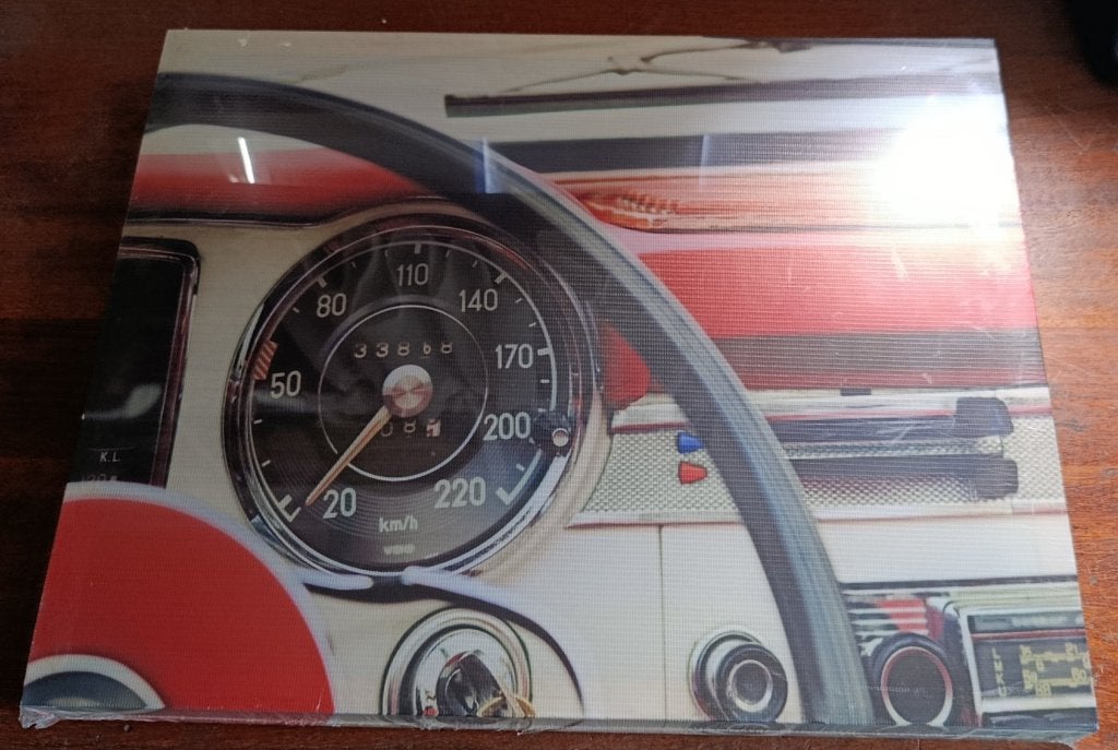 Canvas Mercedes 300SL dashboard op houten frame, Ophalen of Verzenden, Nieuw, Print