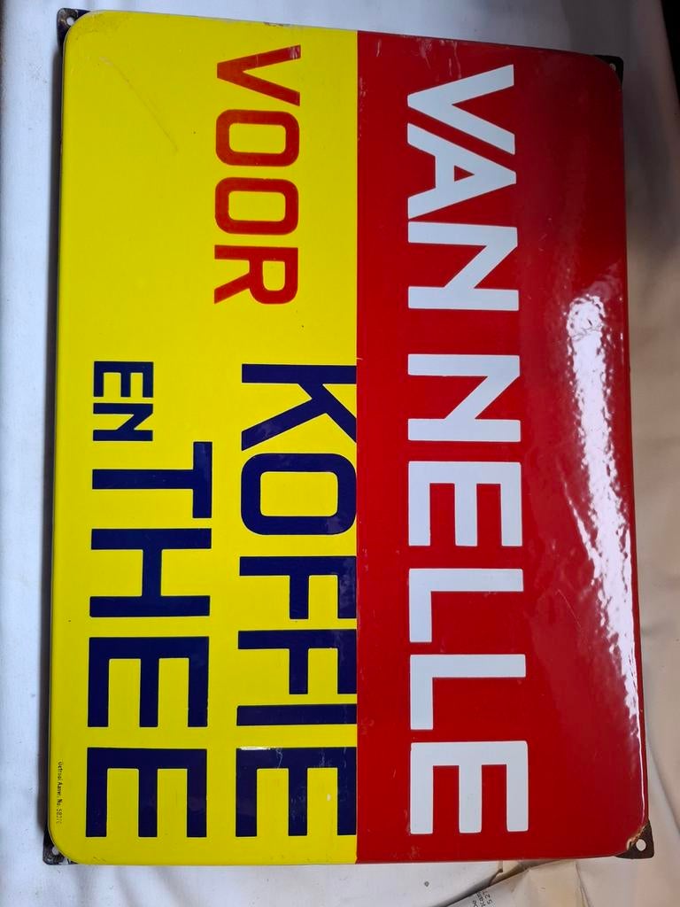 Mooi Emaille bord Van Nelle voor Koffie en Thee, Ophalen of Verzenden