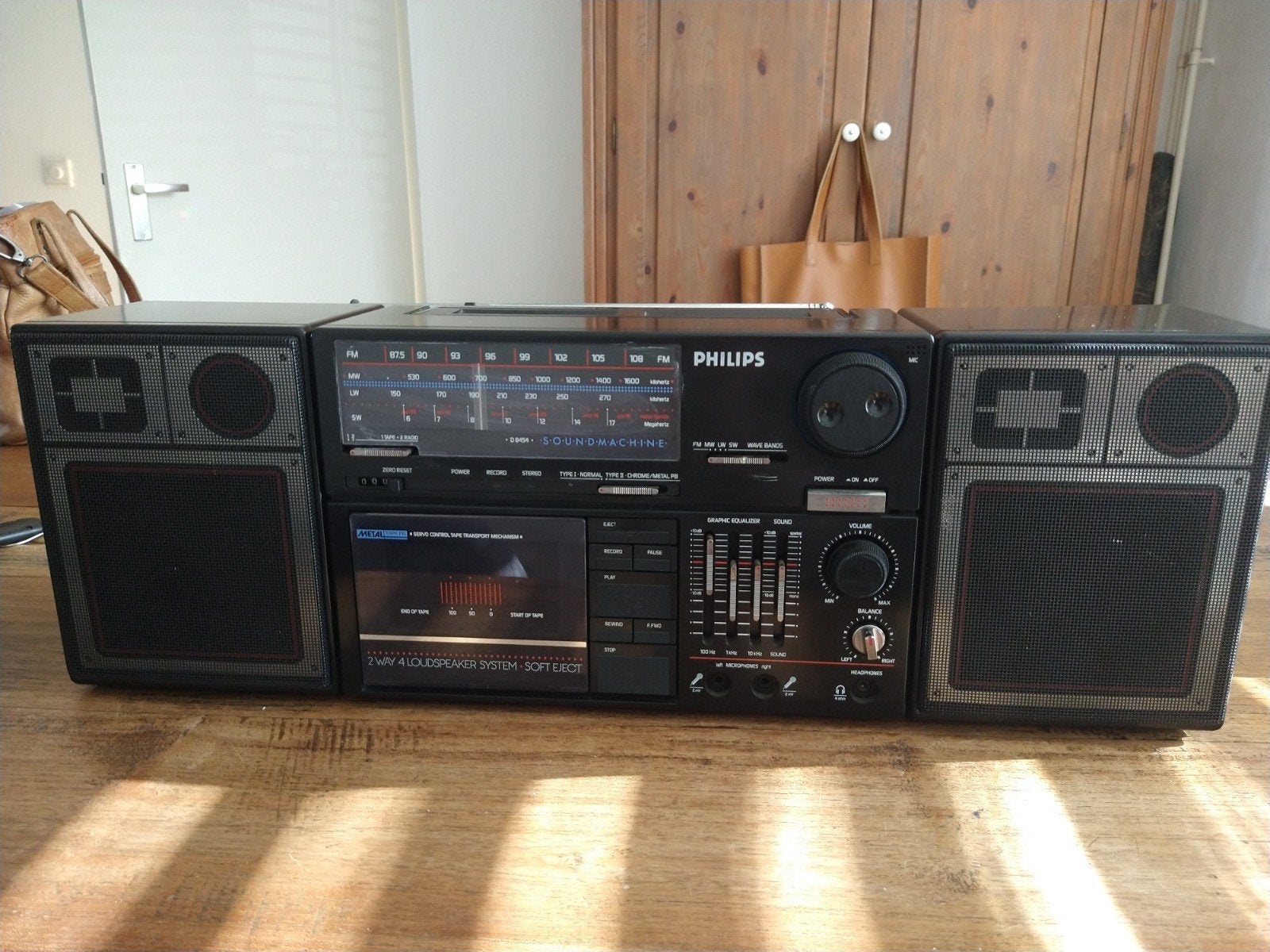 Philips Boombox Jaren '80 - Type D 8454/30R, Ophalen of Verzenden, Gebruikt, Radio
