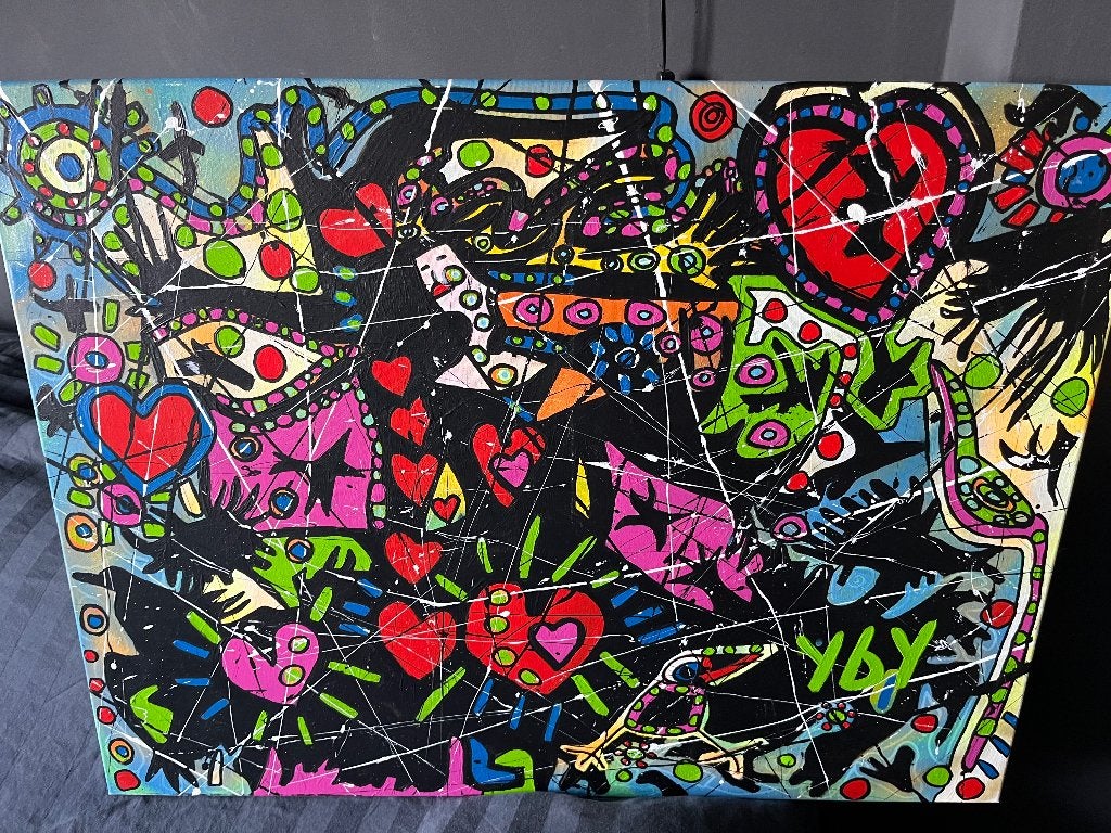 Schilderij Yby Potlach, Abstract, Ophalen of Verzenden, Overige materialen, Overige technieken