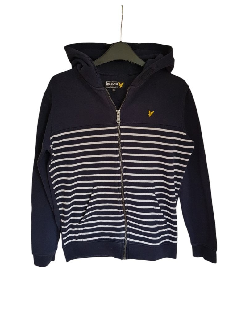 Gave blauw-witte LYLE & SCOTT hoodie maat 12/13-152/158., Kinderen en Baby's, Kinderkleding | Maat 152, Verzenden, Trui of Vest