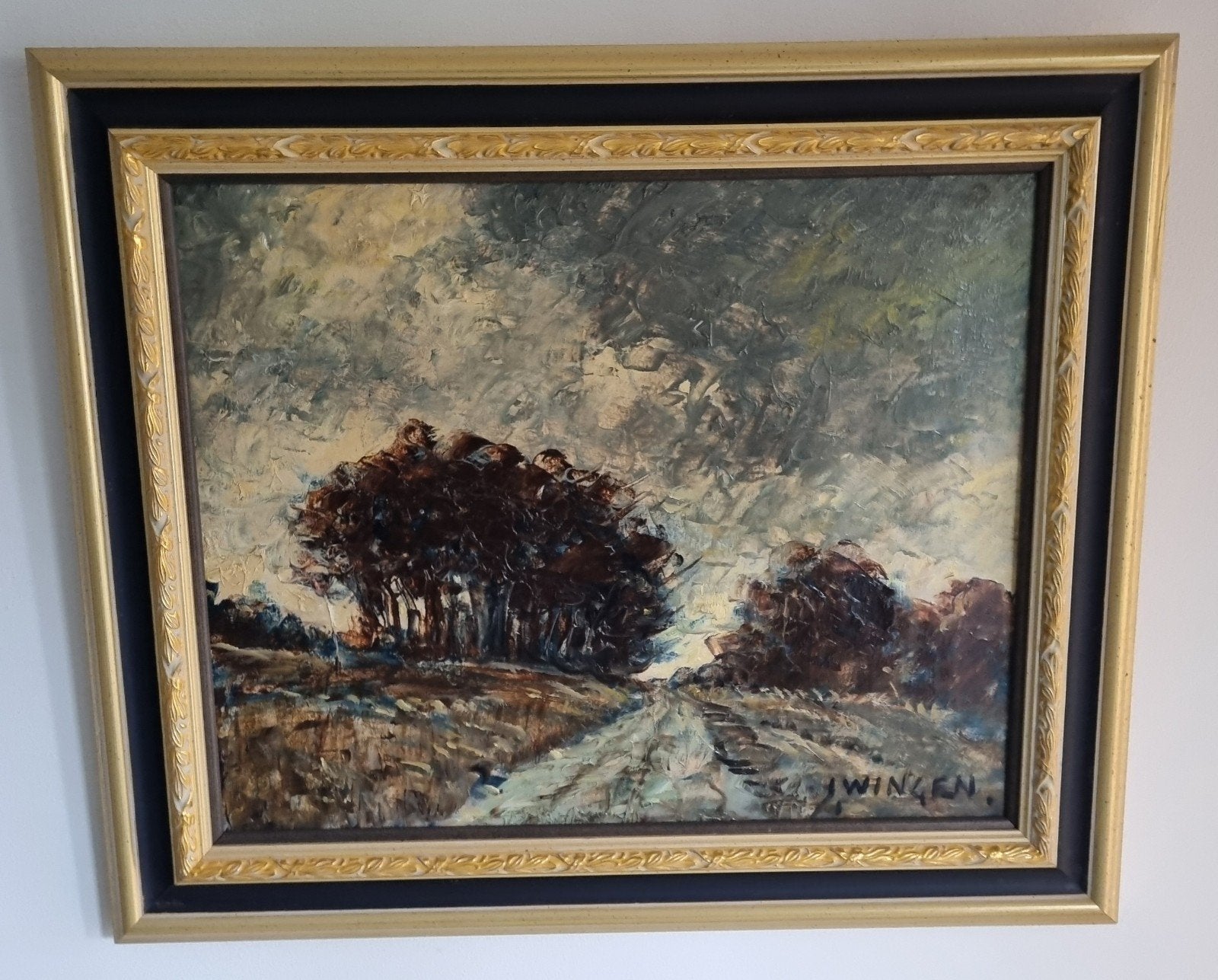 Jan Wingen (1874-1956) - Landschap, Ingelijst, Paneel, Expressionistisch, Ophalen of Verzenden