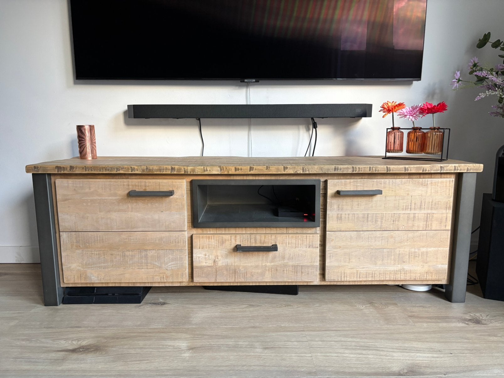 Tv meubel steelwood van de Bommel 150cm, Ophalen, Gebruikt, 100 tot 150 cm, Minder dan 100 cm