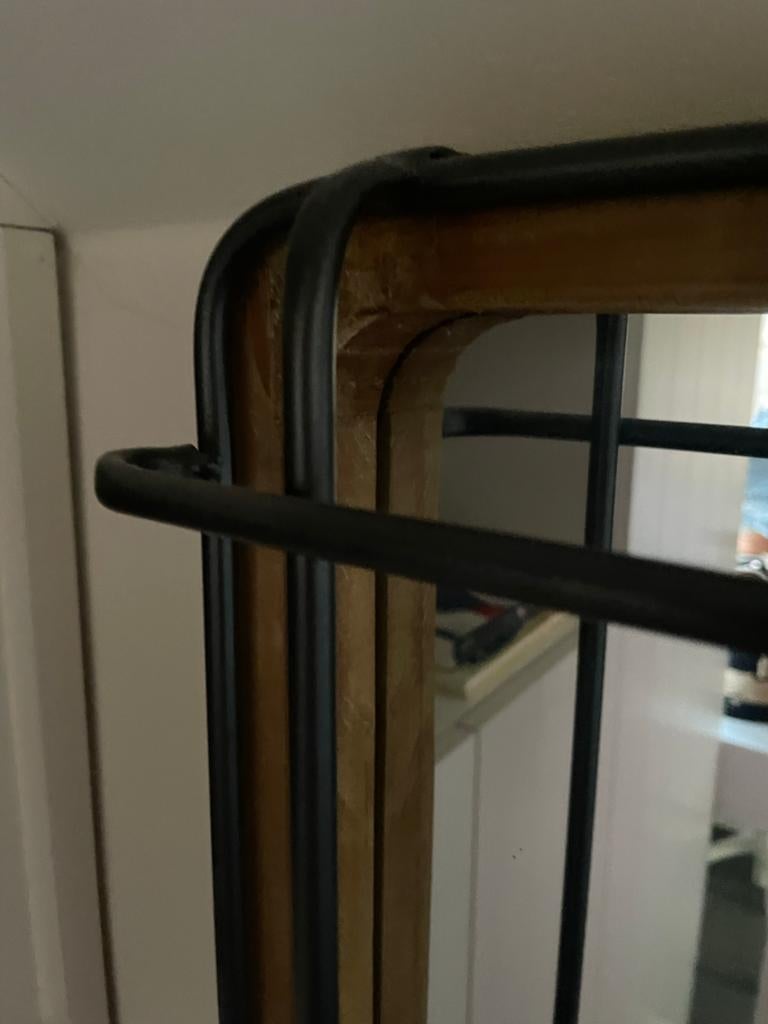 industriele spiegel hout/ metalen frame  80x120, Huis en Inrichting, Woonaccessoires | Spiegels, Ophalen, 100 tot 150 cm, Zo goed als nieuw