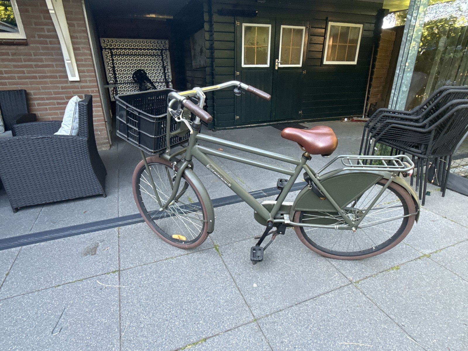 Transportfiets met mand - Rubber standaard ontbreekt, Ophalen of Verzenden, Gebruikt, Terugtraprem, 26 inch of meer