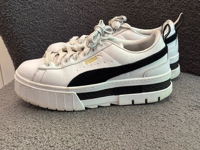 Puma leren Mayze sneakers wit | zwart, maat 38 | UK 5, Wit, Puma, Verzenden, Sneakers of Gympen