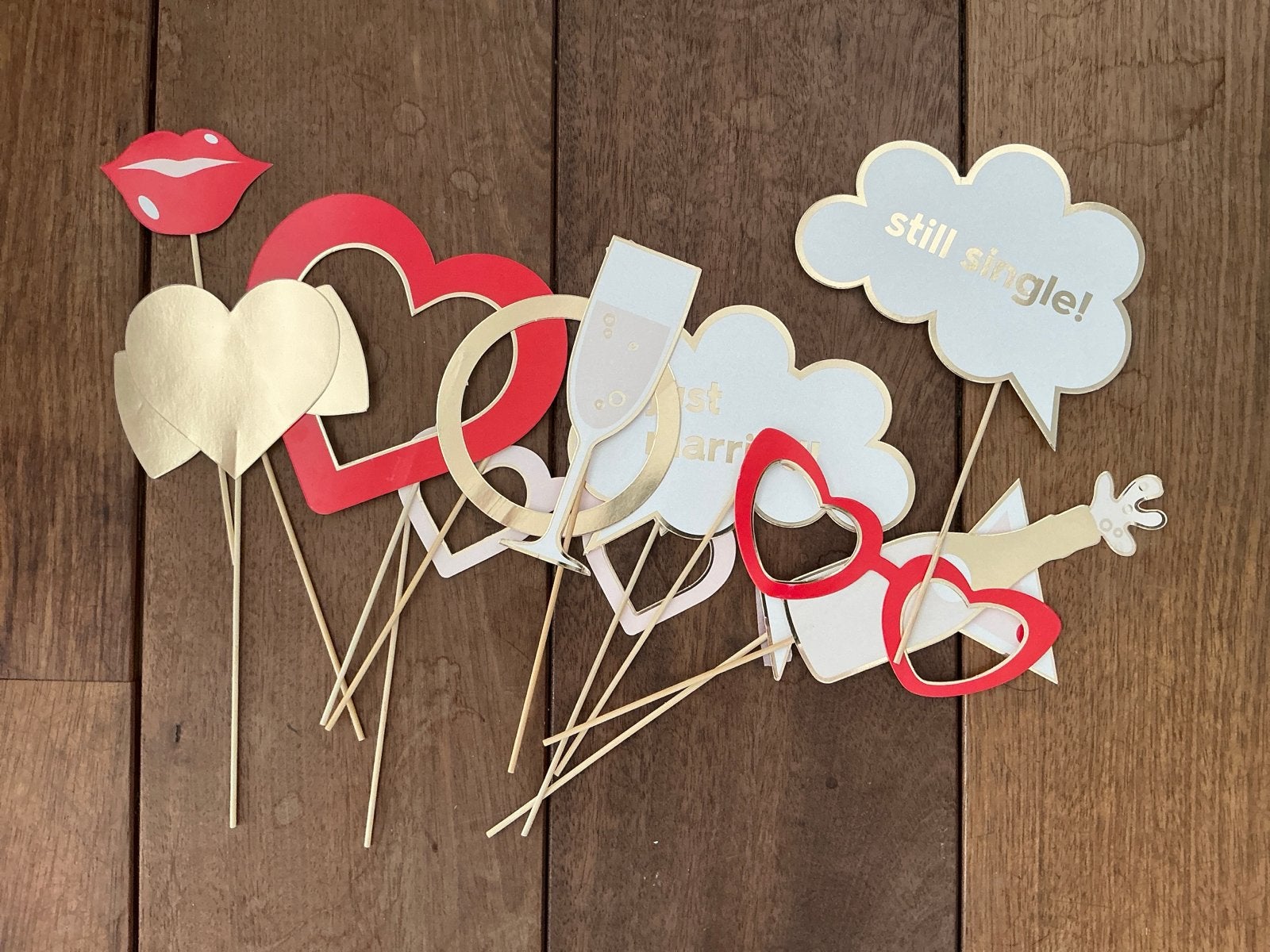Fotobooth props voor bruiloft, vrijgezellenfeest of feest, Ophalen of Verzenden, Gebruikt, Feestartikel, Geboorte of Huwelijk