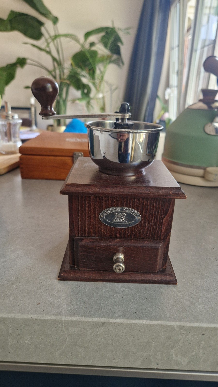 Vintage Peugeot Koffiemolen - Houten Handmatige Koffiemolen, Ophalen of Verzenden