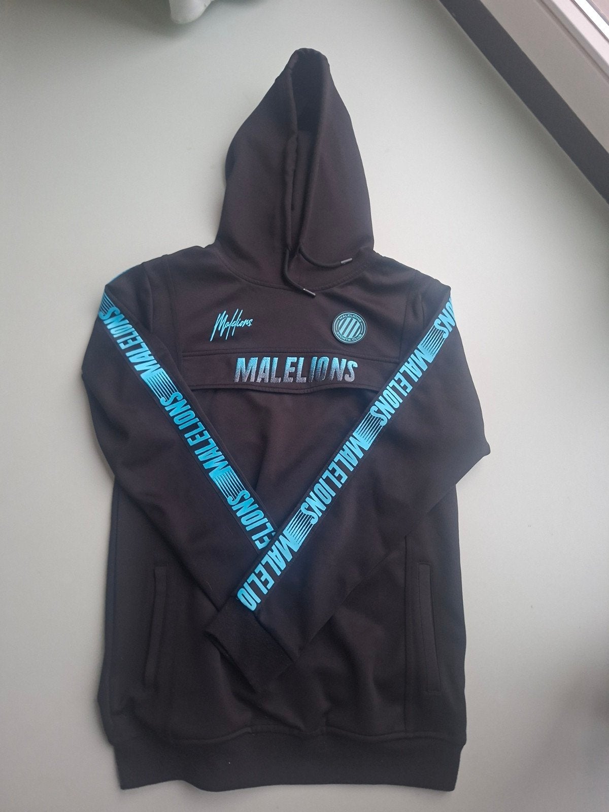 Malelions Sport Hoodie Maat 164 Zwart/Blauw, Ophalen of Verzenden, Zo goed als nieuw, Malelions, Jongen