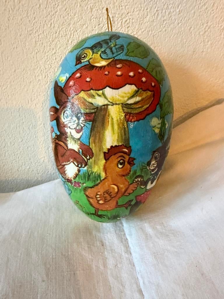 Paasei, candy container, papier mache 18,5 cm, Ophalen of Verzenden