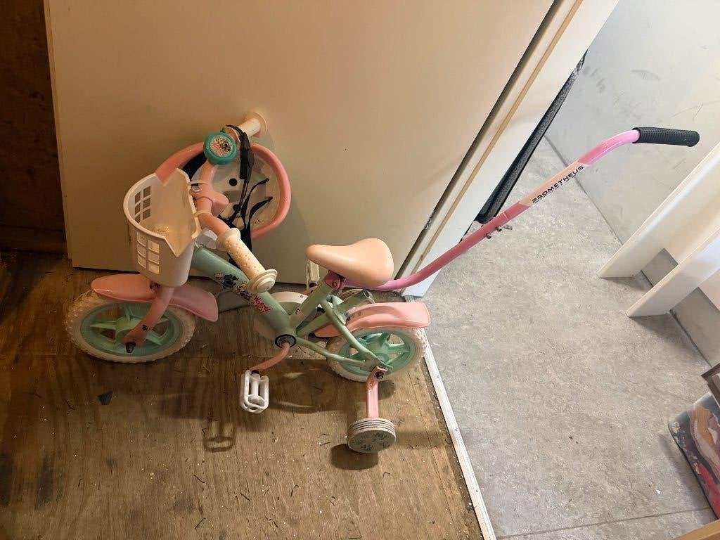Kinderfiets met duwstang en helm, ideaal als eerste fiets, Ophalen, Terugtraprem, Zijwieltjes, Minder dan 16 inch