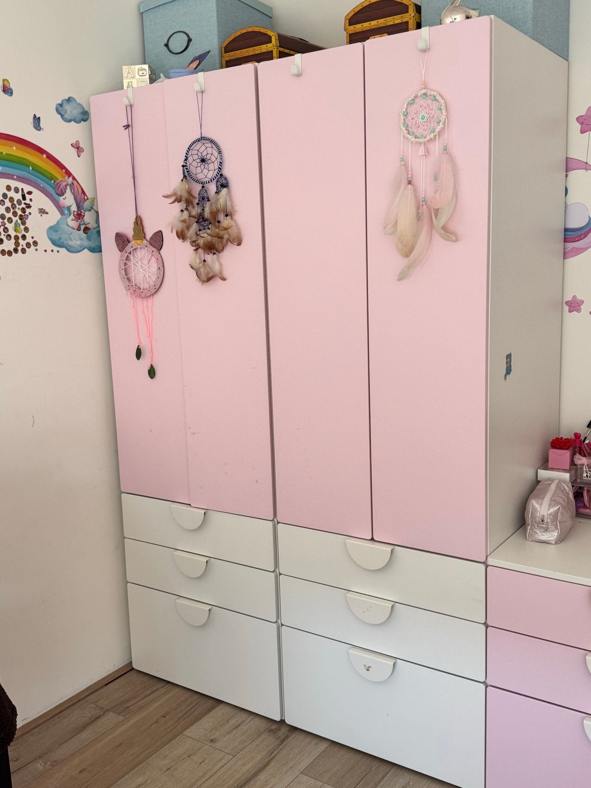 2x IKEA SMÅSTAD / PLATSA kledingkast roze/wit, Ophalen, 50 tot 70 cm, 105 cm of meer, Zo goed als nieuw