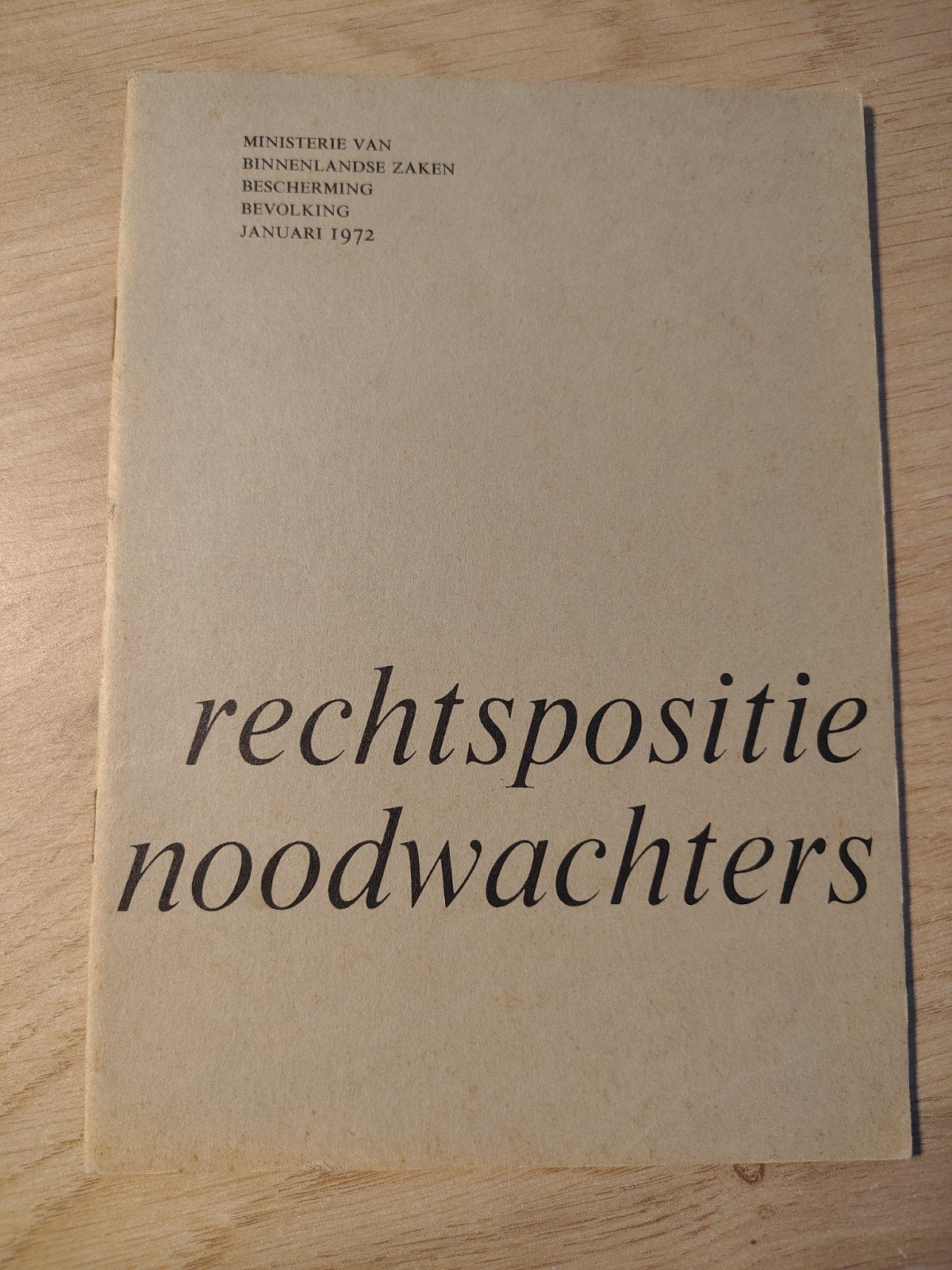 Bescherming Bevolking rechtspositie noodwachters, Verzamelen, Ophalen of Verzenden, Landmacht, Nederland