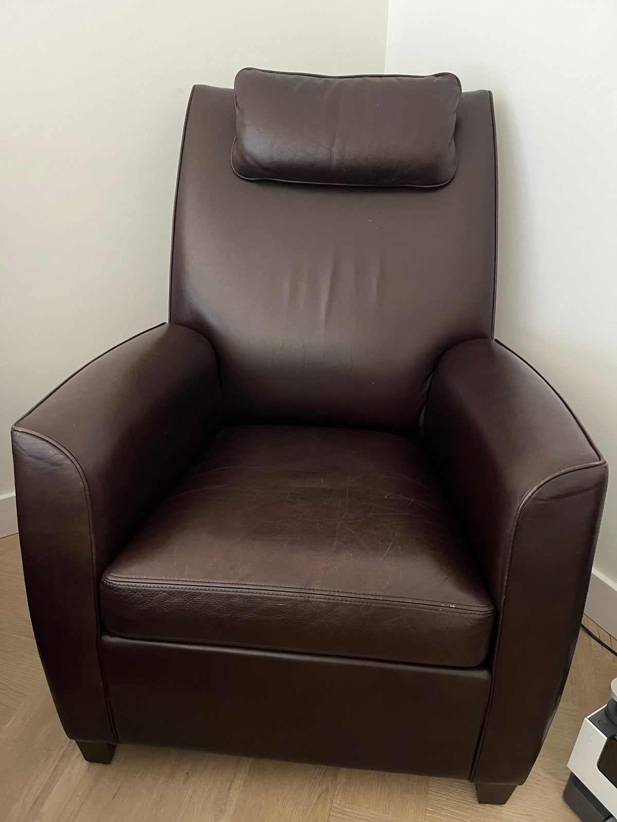 Rolf Benz Fauteuil Bruin Leder met Voetenbank, Ophalen, Gebruikt, Leer