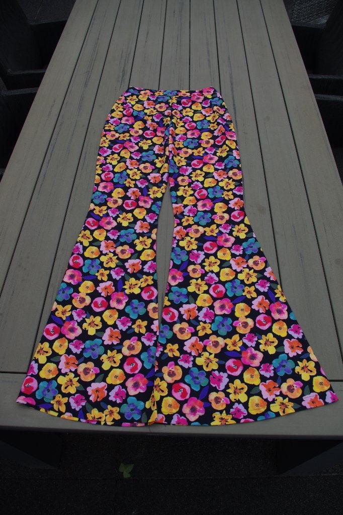 Loavies flared broek met bloemenprint, maat xs, Meerkleurig, Ophalen of Verzenden, Maat 34 (XS) of kleiner, Lang