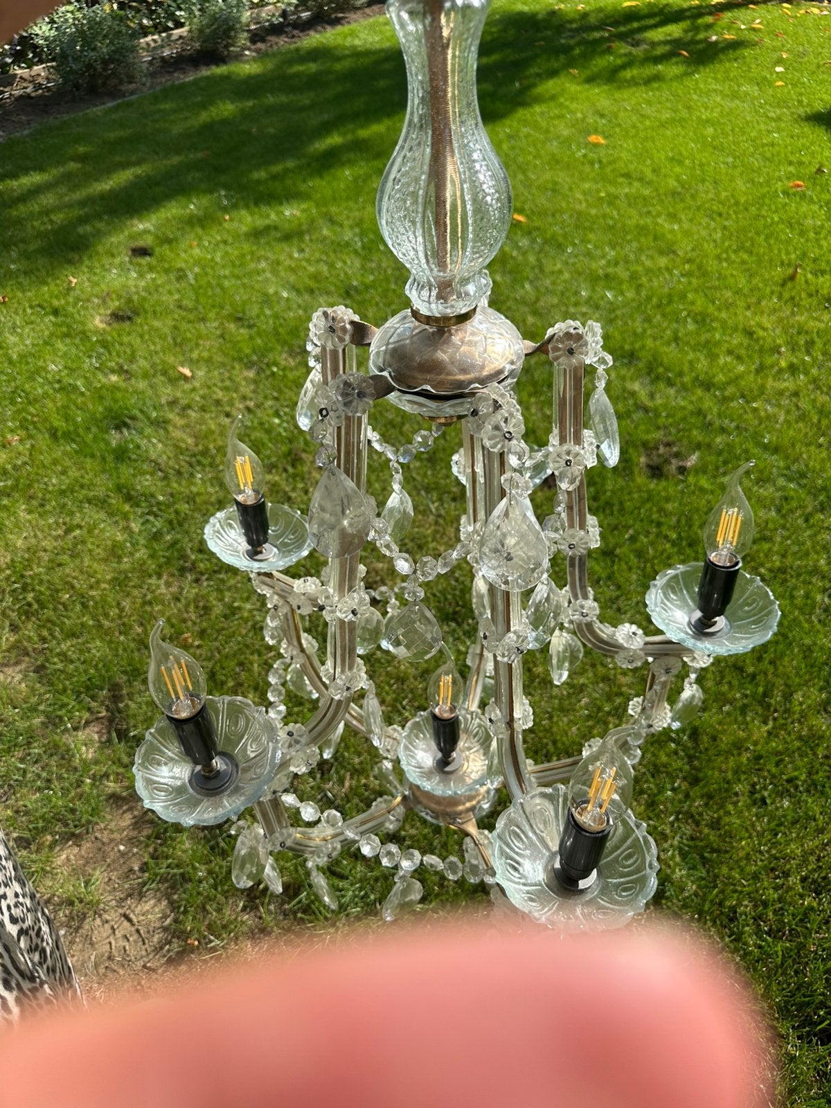 Antieke kristallen kroonluchter, Ophalen, Gebruikt, E14 (klein), Baroque