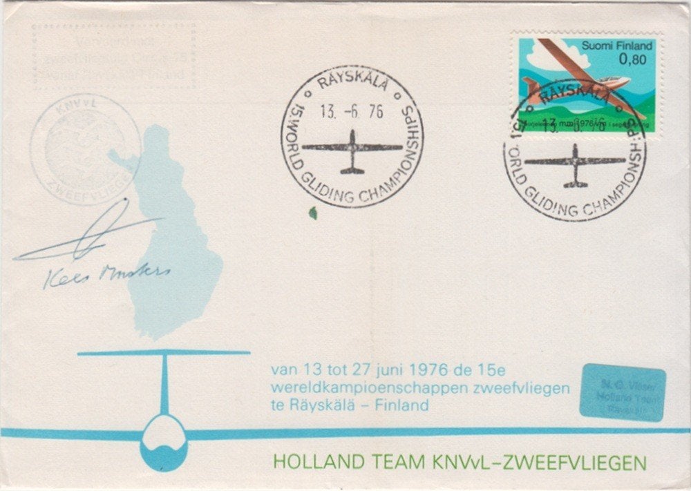 Nederland cover Holland Team KNVvL-Zweefvliegen 1976, Ophalen of Verzenden, Envelop