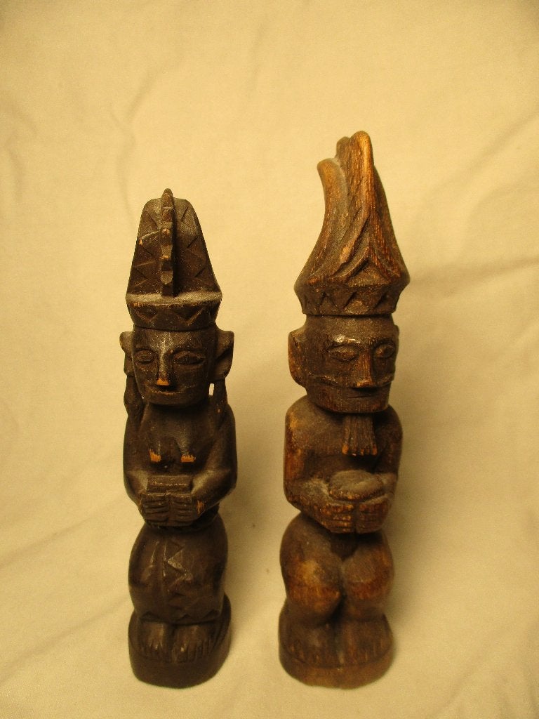 antiek 2x houten beeldjes Afrika, Ophalen of Verzenden
