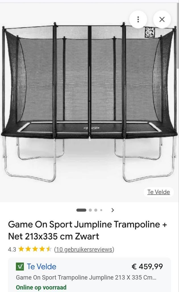 Game On Sport Jumpline Trampoline + Net 213x335 cm Zwart, Ophalen, Zo goed als nieuw