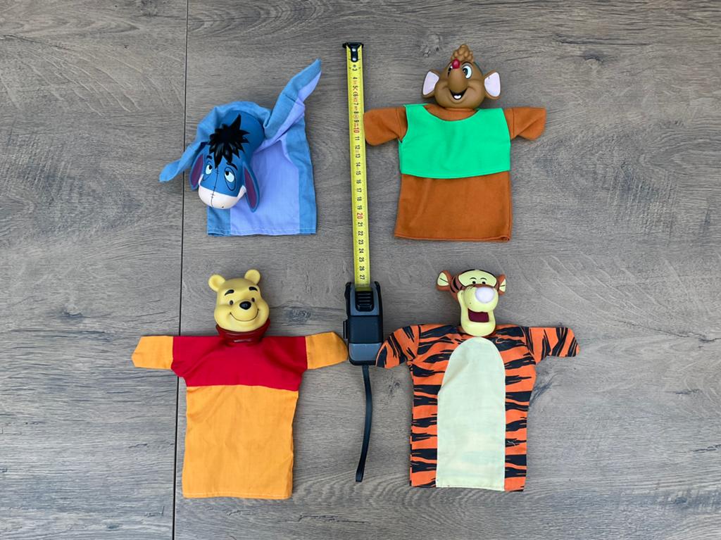 4 zgan, niet kapot, Disney Winnie the Pooh handpoppen, Ophalen, Winnie de Poeh of vrienden, Zo goed als nieuw, Beeldje of Figuurtje