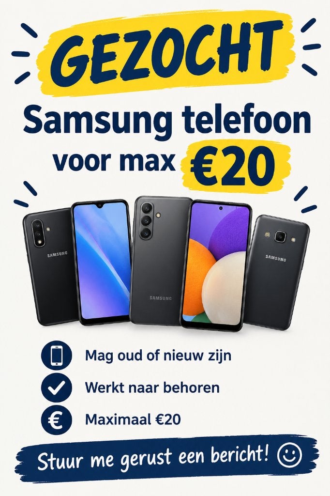 gezocht samsung telefoon, Ophalen, Overige modellen, Overige kleuren, Touchscreen