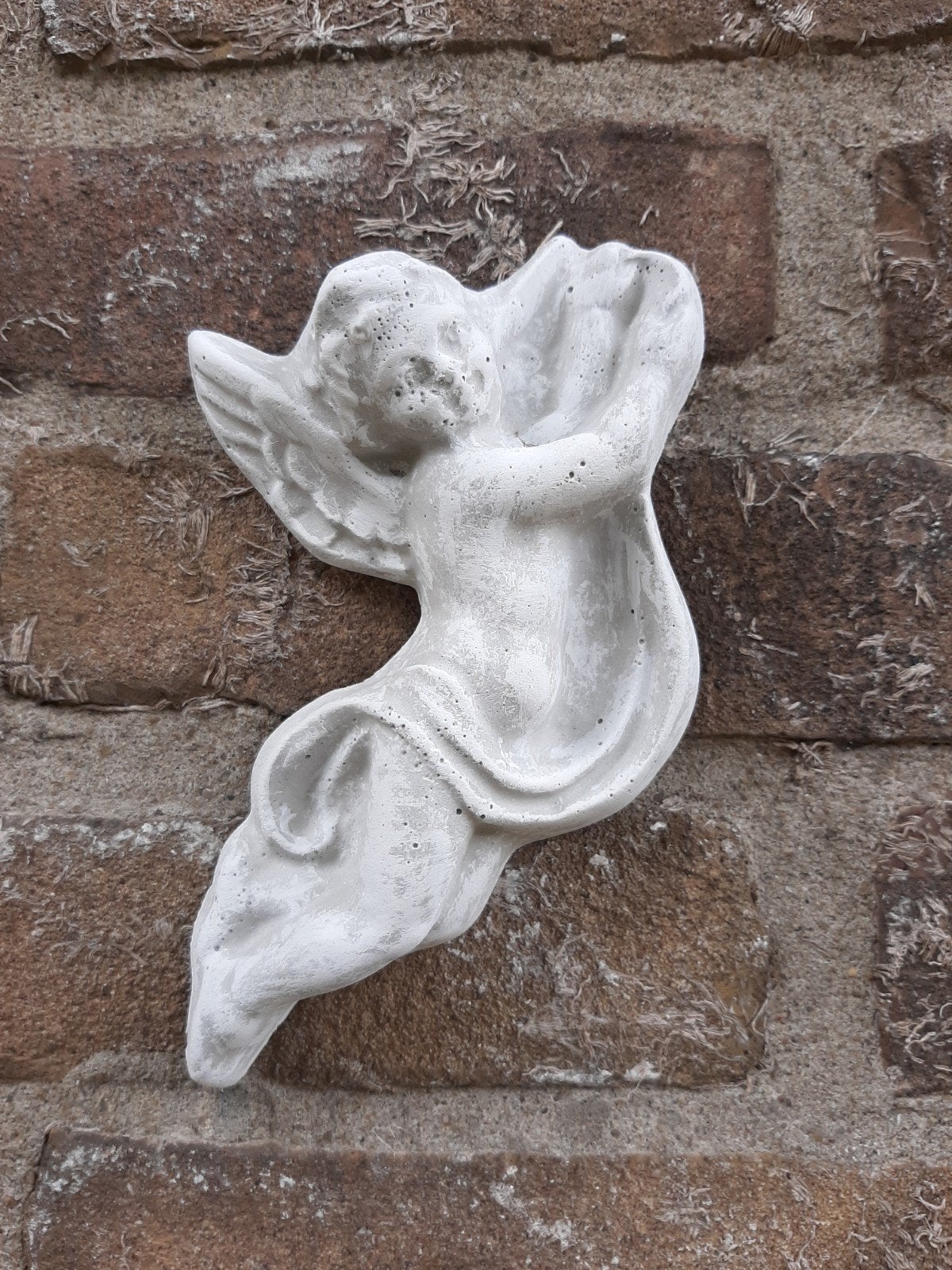 Engel wanddecoratie betonnen beeld tuinbeeld beton engeltje, Ophalen of Verzenden