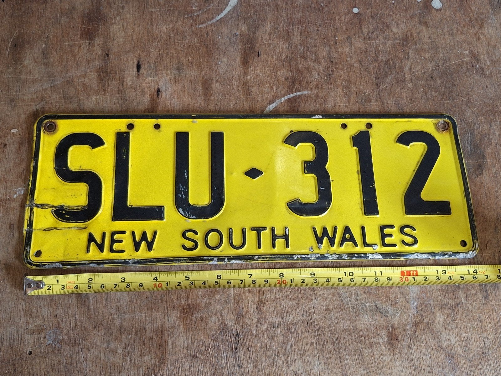 Vintage Australische kentekenplaat New South Wales SLU-312, Ophalen of Verzenden, Gebruikt