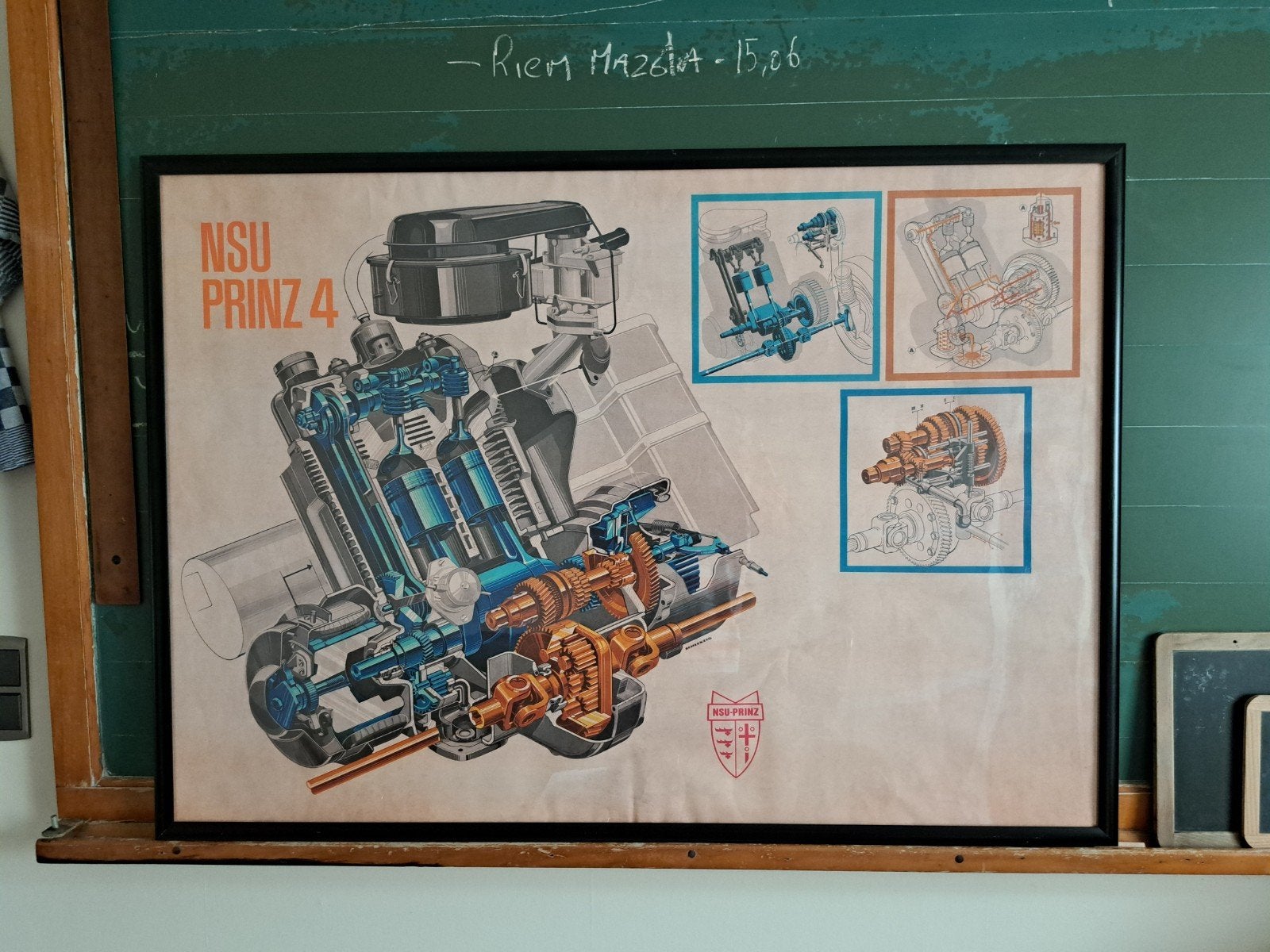 NSU Motor doorsnede-tekening - A0 - 85x120cm topreproductie, Deurposter of groter, Rechthoekig Liggend, Nieuw, Ophalen of Verzenden
