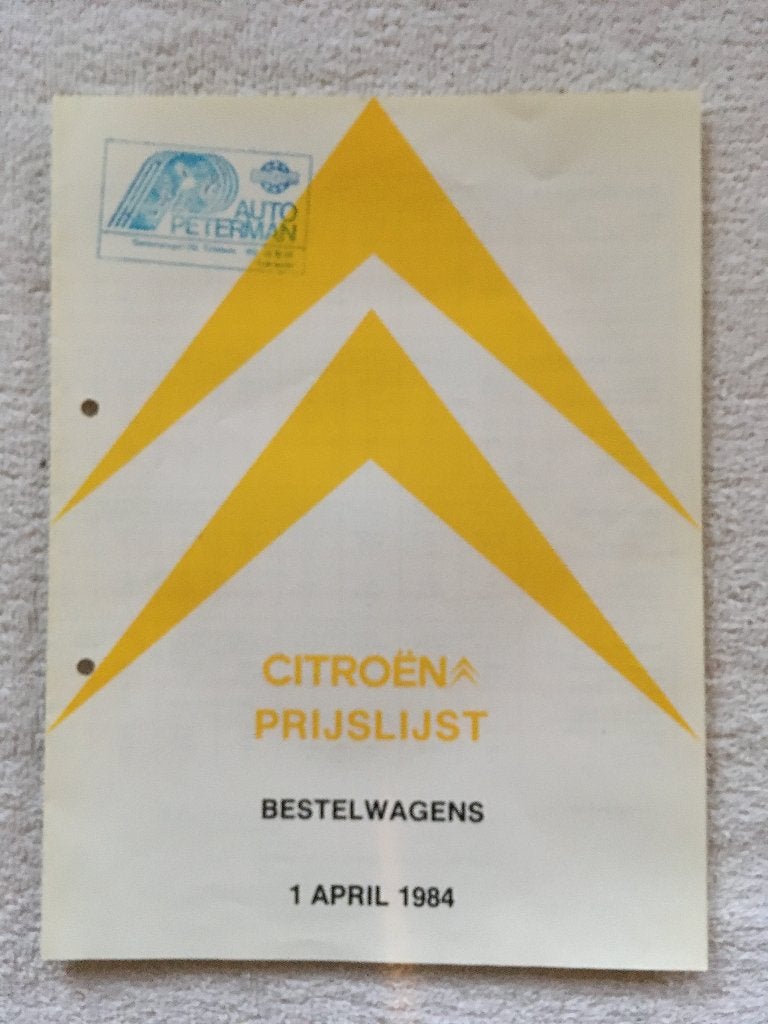 Citroen prijslijst bedrijfswagen 1984, Ophalen of Verzenden, Gelezen, Citroën
