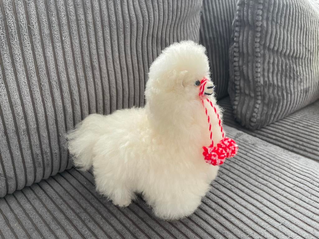 Leuke lama / alpaca knuffel pop wit ongeveer 22 cm, Gebruikt, Overige karakters, Overige typen, Ophalen of Verzenden