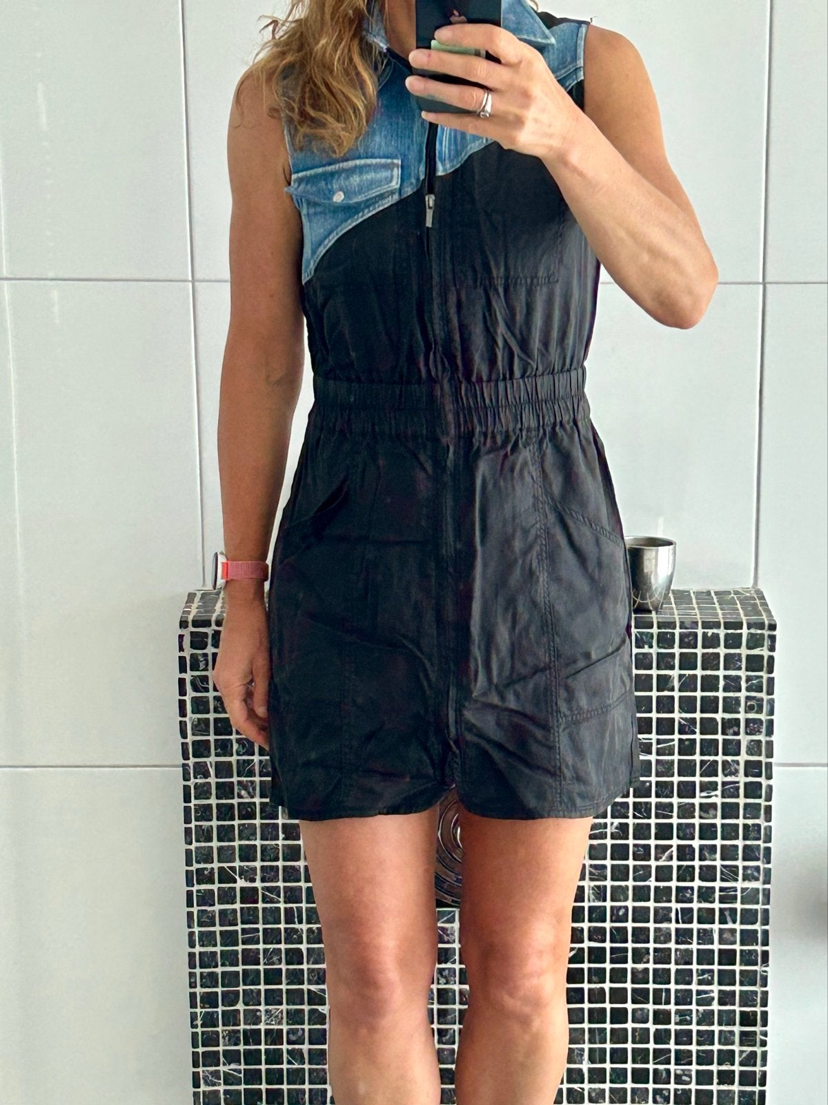 Desigual denim en zwarte jurk maat S, Zwart, Ophalen of Verzenden, Zo goed als nieuw, Maat 36 (S)