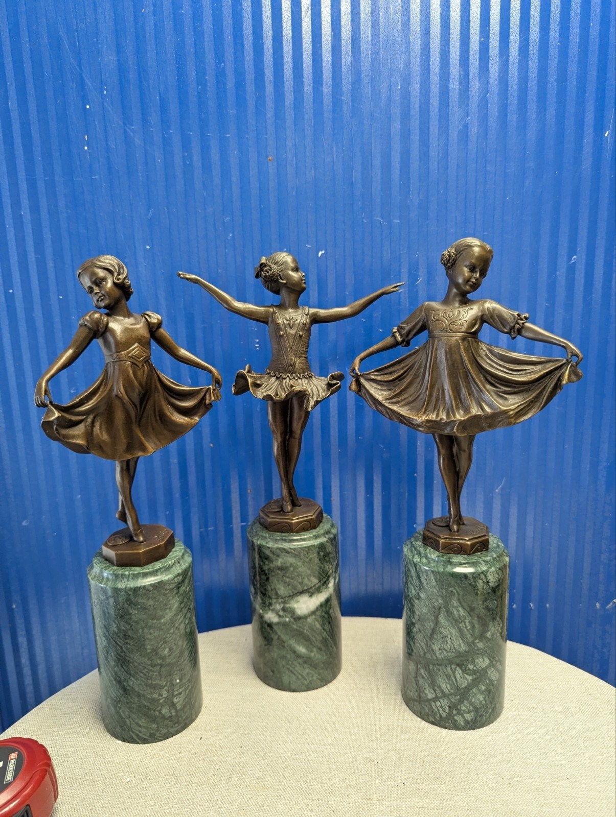 bronzen ballerina beelden op marmeren sokkel, Antiek en Kunst, Ophalen of Verzenden
