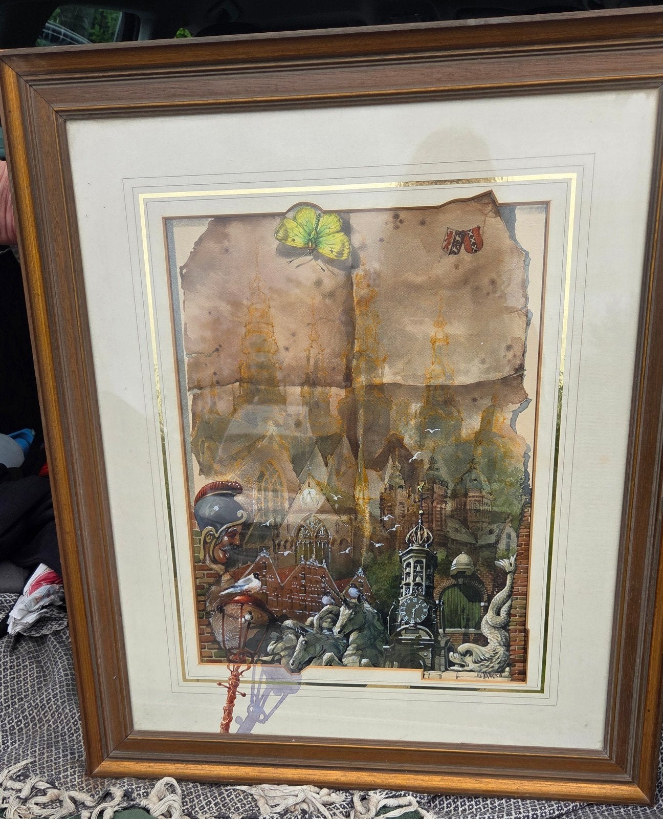 Nenad Karpov - Toren - Aquarel en Collage, 1979, Echtheidscertificaat, Aquarel, Papier/karton, Ophalen of Verzenden