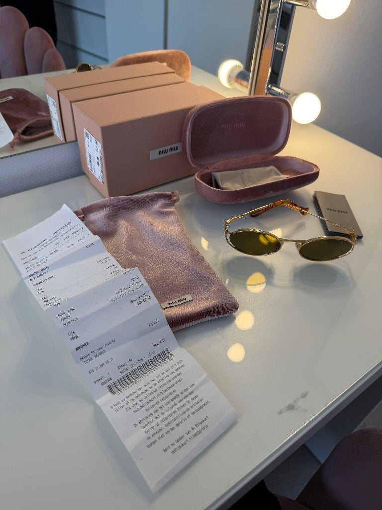Miu Miu zonnebril SMU52Y goud bruin, Overige merken, Zonnebril, Bruin, Ophalen of Verzenden