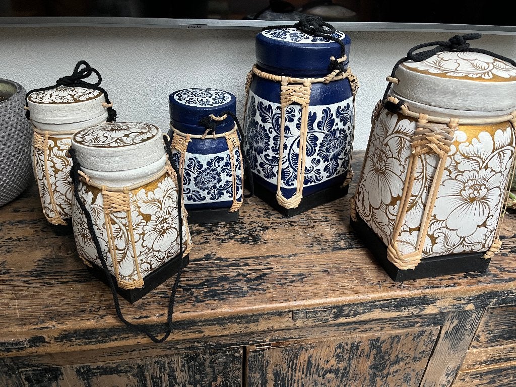 Chinese rijst pot chinees mand rijst oosters uniek aziatisch, Huis en Inrichting, Handbeschilderd, Pot of Kruik, Ophalen of Verzenden