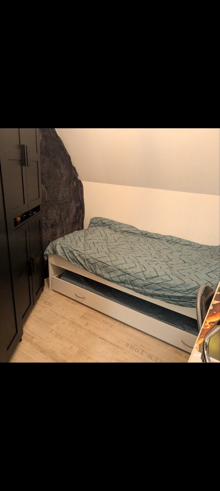 Logeerbed (lade) - Wit, past onder eenpersoonsbed, Gebruikt, Eenpersoons, Wit, Overige maten