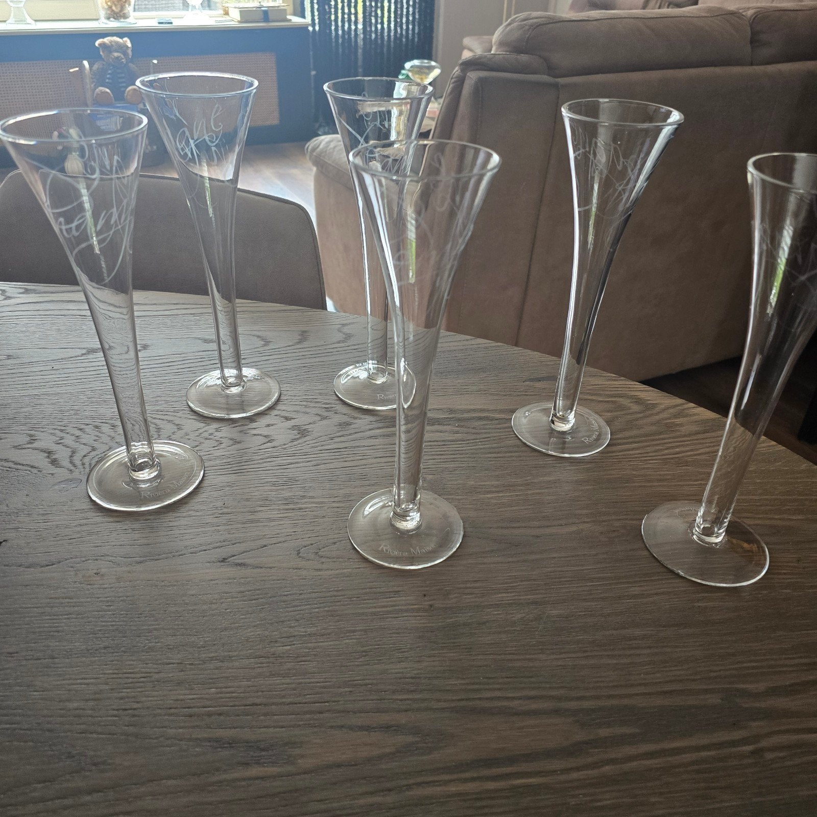 6 Riviera Maison champagne flutes, Ophalen of Verzenden, Gebruikt, Glas, Riviera Maison