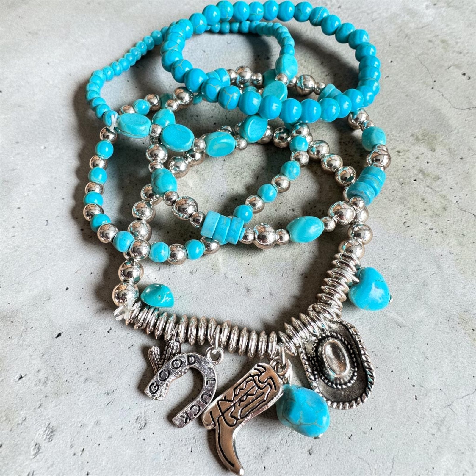 Boho armbanden / turquoise / set van 5 / ibiza / festival, Ophalen of Verzenden, Nieuw